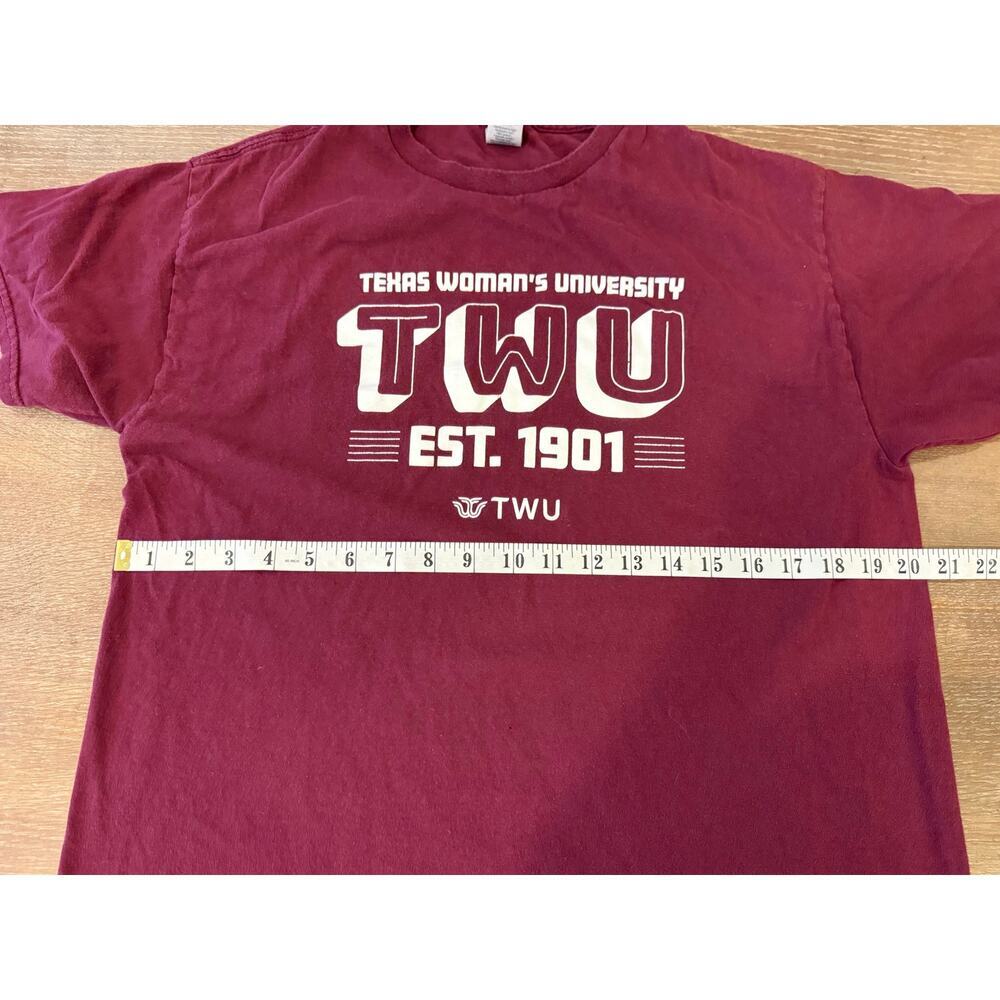 TEXAS WOMAN'S UNIVERSITY TWU Gildan Collegiate Tee T-Shirt L - Picture 5 of 6
